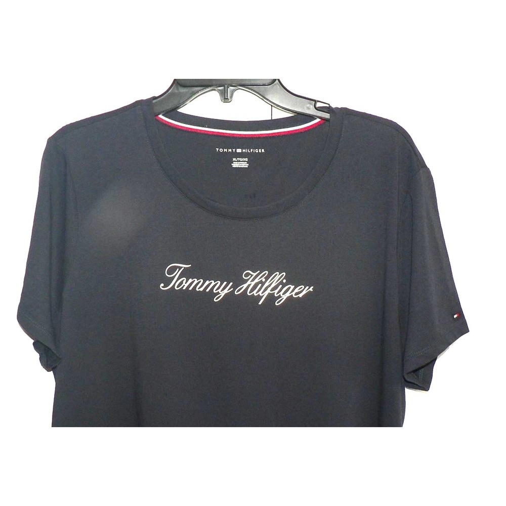 Tommy Hilfiger Women's Short Sleeve Crew Logo Cursive T-Shirt in Navy XLarge - Picture 6 of 8